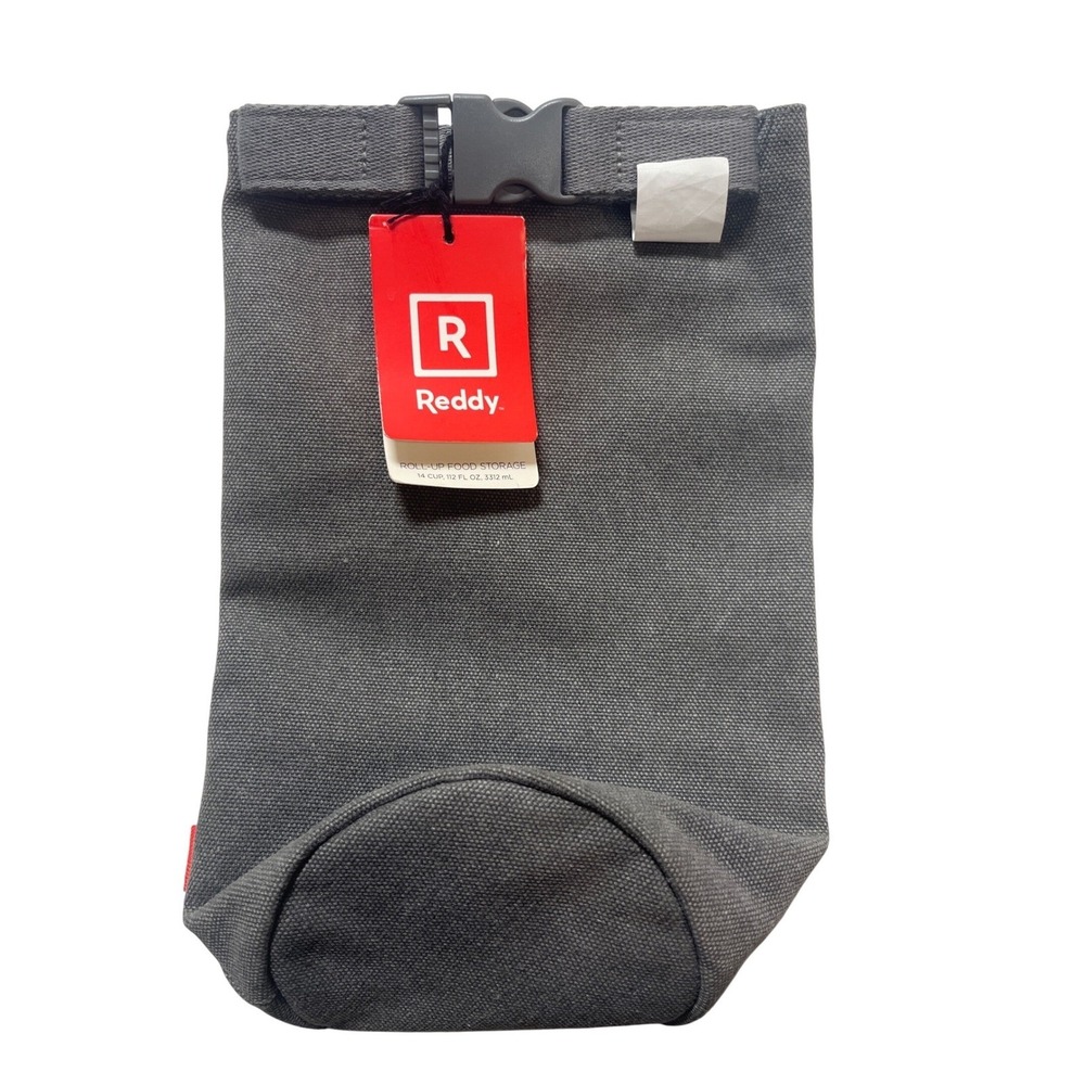Reddy Roll-Up Pet Food Storage Bag Grey Canvas 14 Cup Capacity Portable Travel